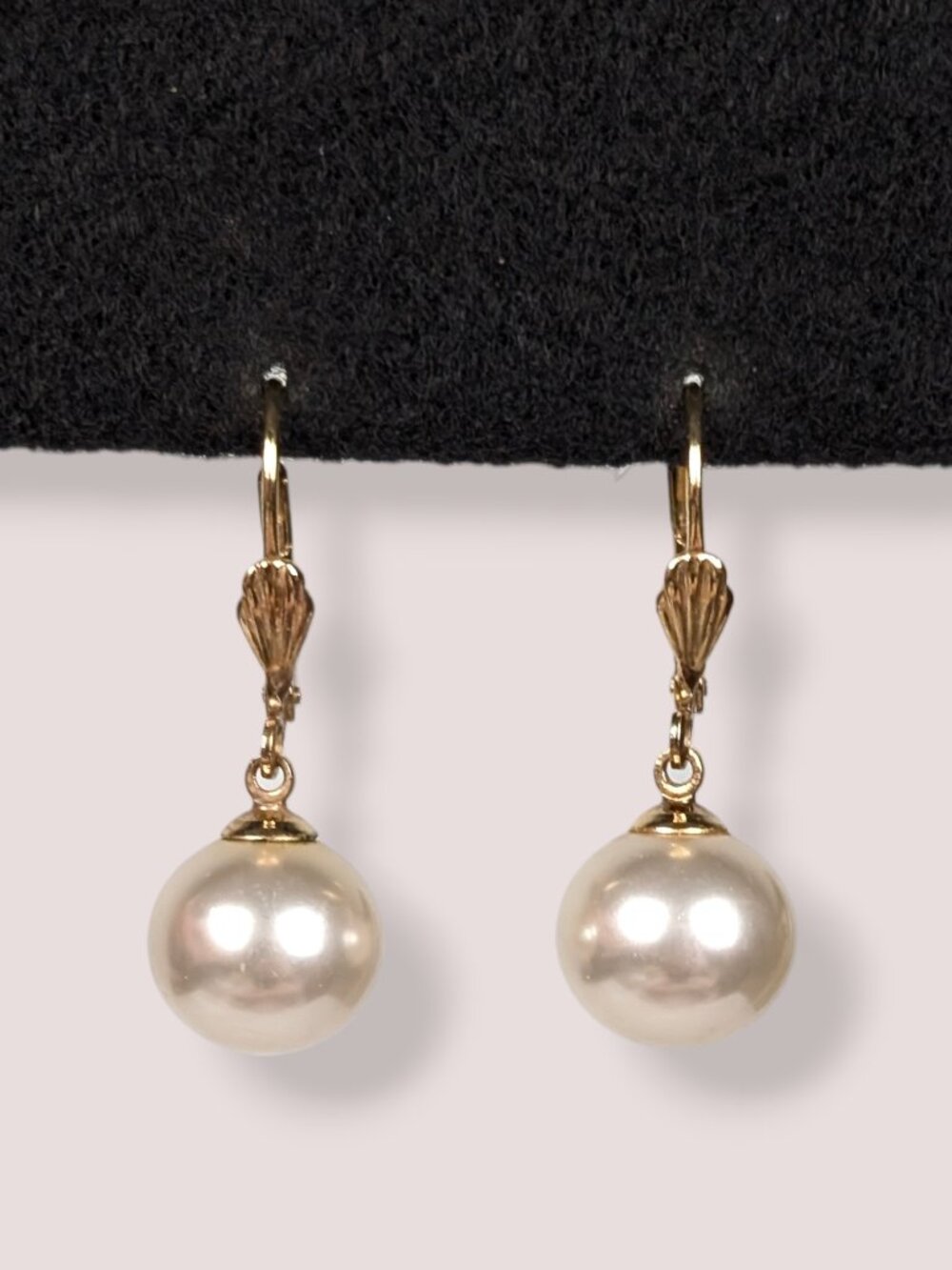 Vintage 12mm Dangling White Faux Pearl Earrings